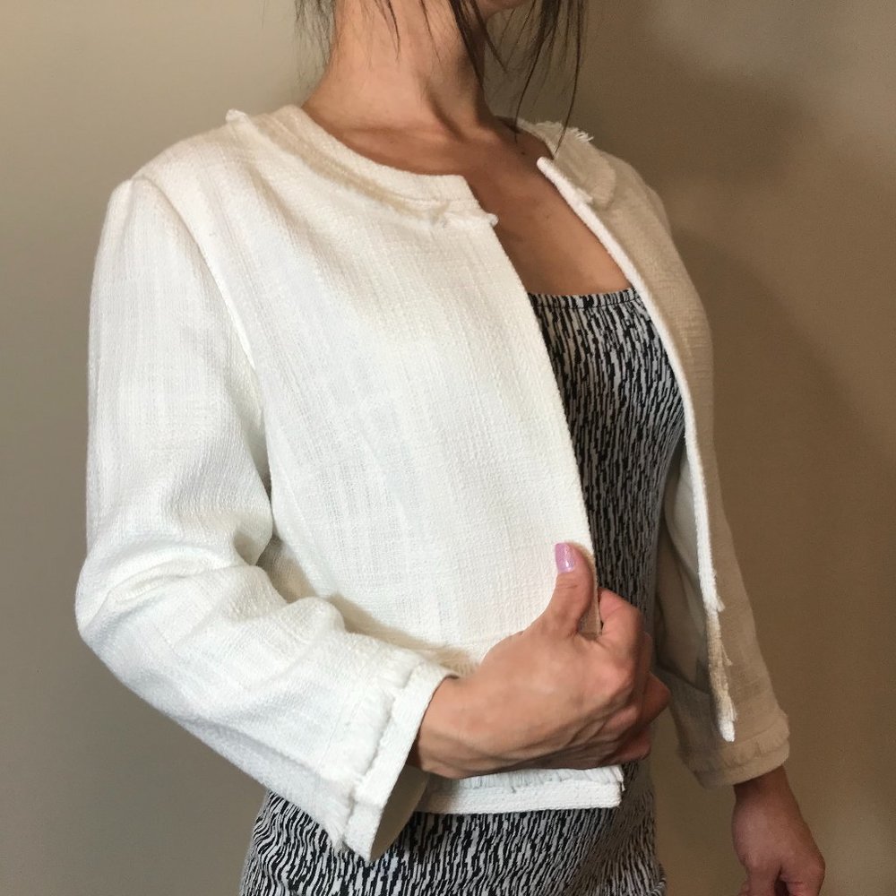 Karl Lagerfeld White Cropped Blazer